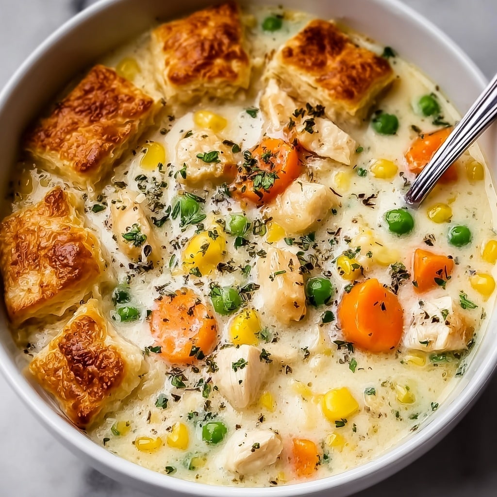Chicken Pot Pie Soup with Cheddar Crust Dippers Recipe - Recipe Image