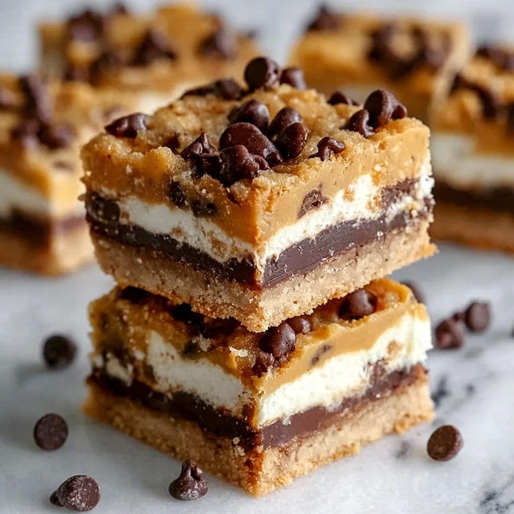 Peanut Butter Chocolate Chip Cookie Cheesecake Bars Recipe - Recipe Image