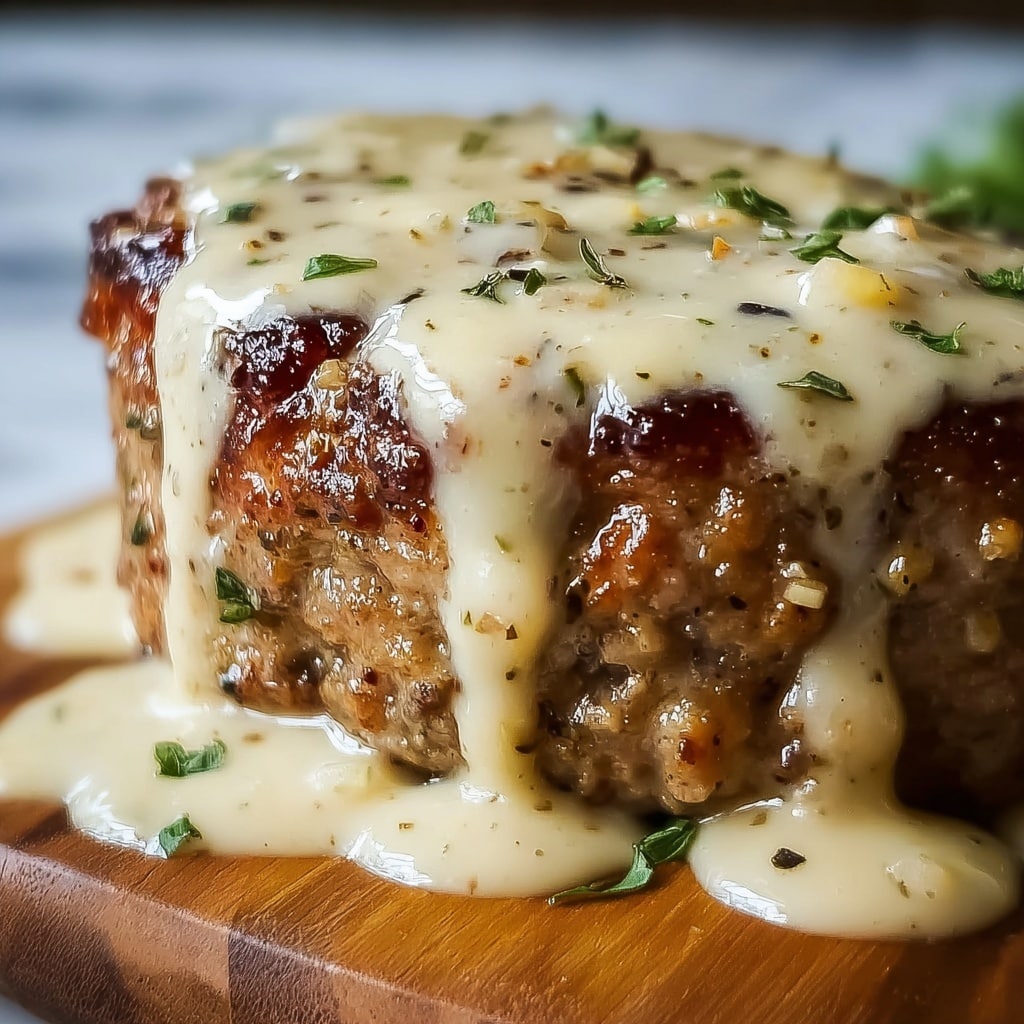 Chicken Cordon Bleu-Inspired Meatloaf with Dijon Gravy Recipe - Recipe Image