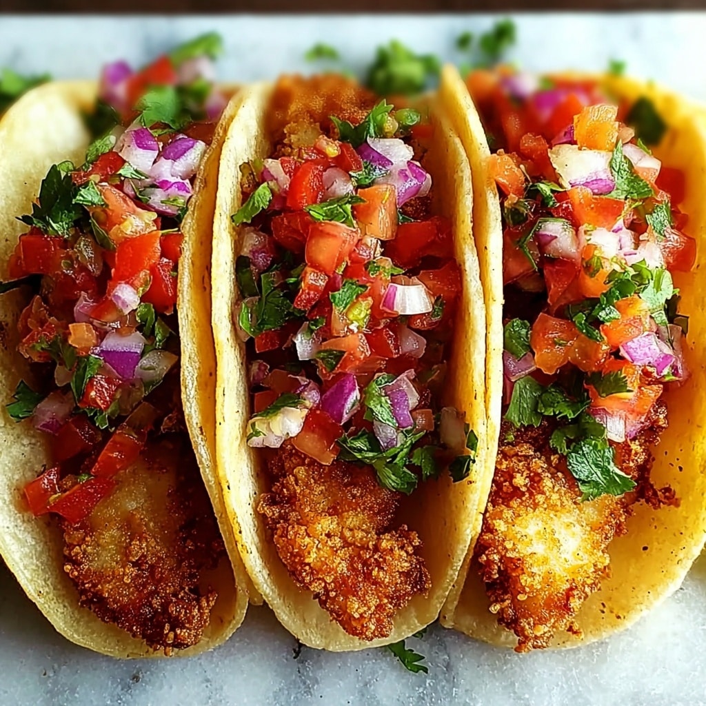 Fried Fish Tacos with Red Onion-Tomato Salsa Recipe - Recipe Image