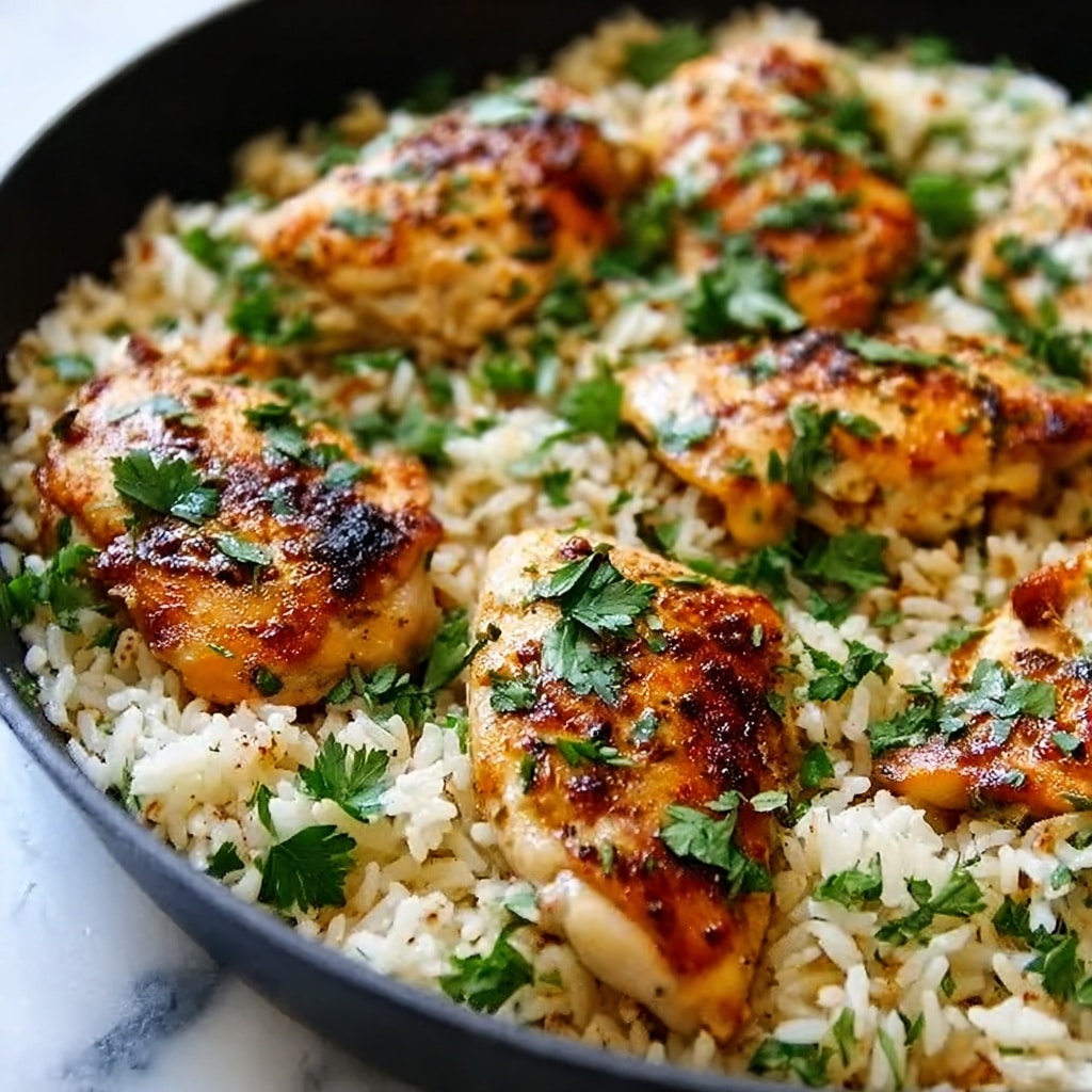 Garlic Parmesan Chicken with Fluffy Rice and White Wine Sauce Recipe - Recipe Image