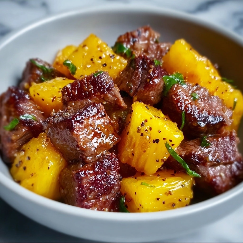 Garlic Butter Steak Bites with Pineapple Recipe - Recipe Image