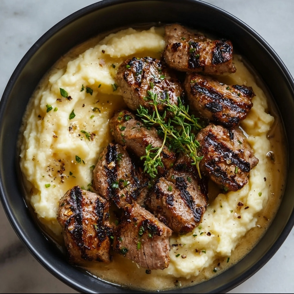 Garlic Butter Steak Bites and Mash Recipe - Recipe Image