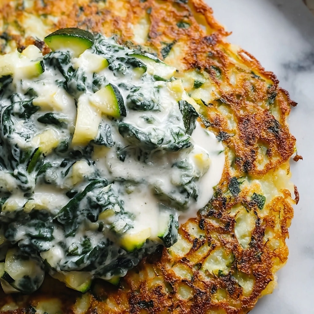 Zucchini, Feta, and Spinach Fritters with Garlic Tzatziki Recipe - Recipe Image