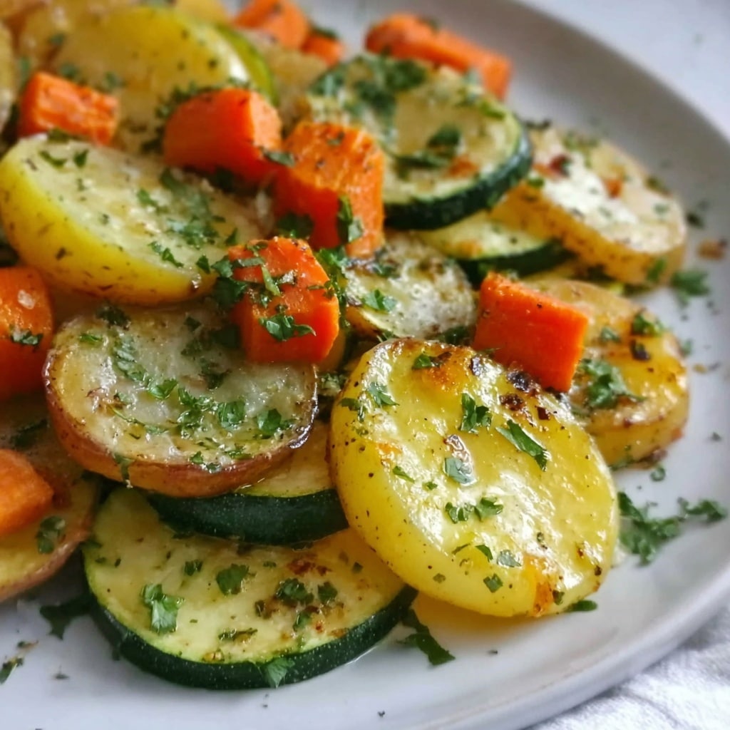 Garlic Herb Roasted Potatoes, Carrots, and Zucchini Recipe - Recipe Image