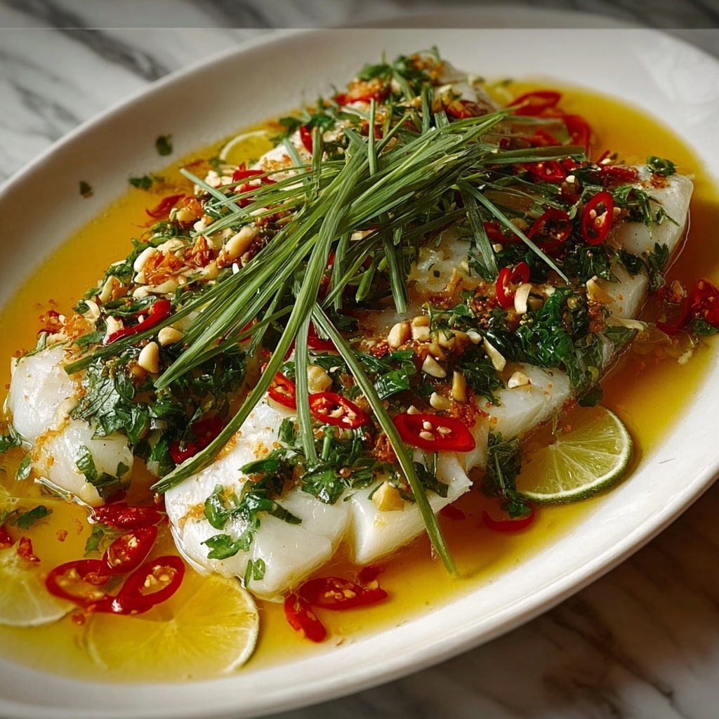 Irresistible Thai Lime-Garlic Steamed Fish Recipe - Recipe Image