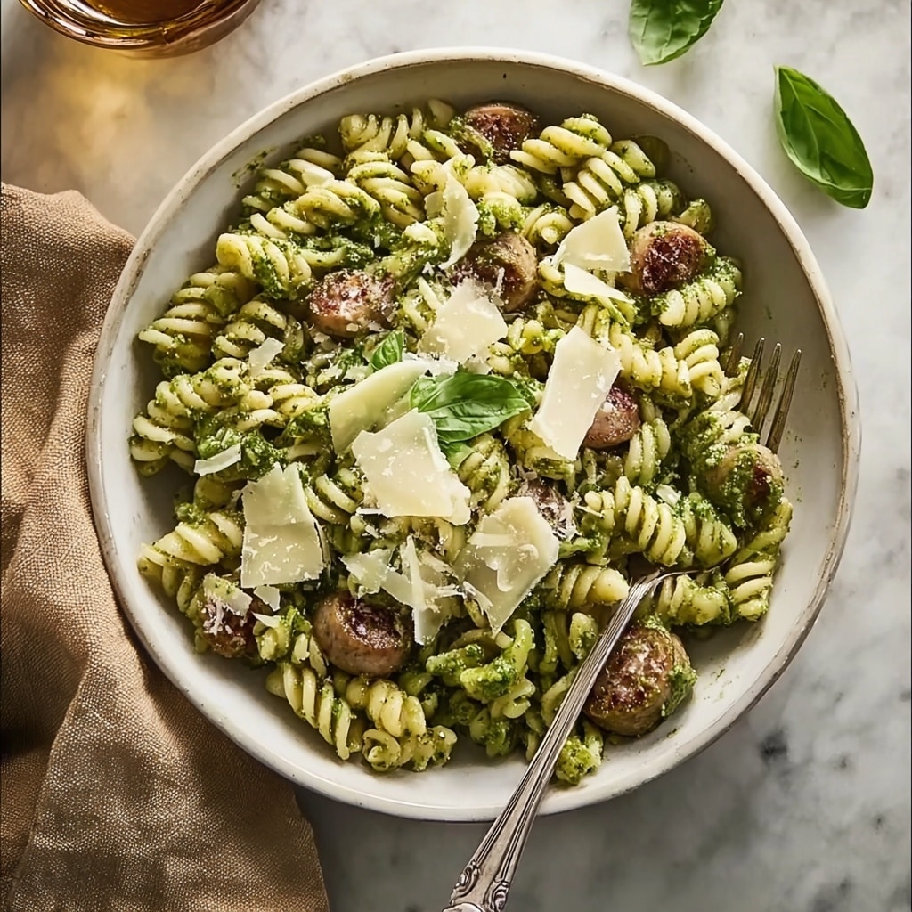One Pot Lemon Basil Asparagus and Sausage Pasta Recipe - Recipe Image