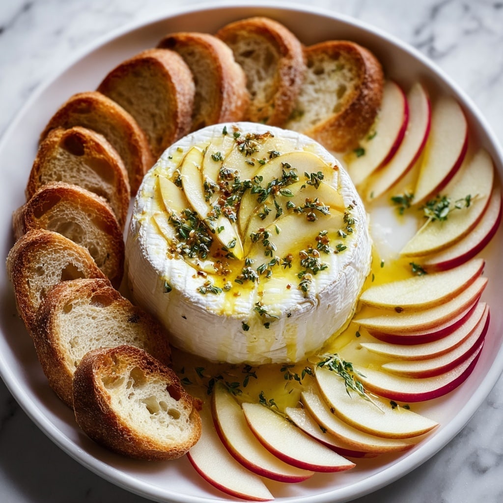 Baked Camembert with Thyme, Apple, and Toasted Baguette Recipe - Recipe Image