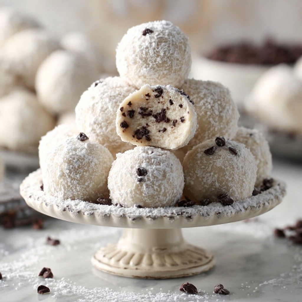 Holiday Mint Chocolate Chip Snowball Cookies Recipe - Recipe Image