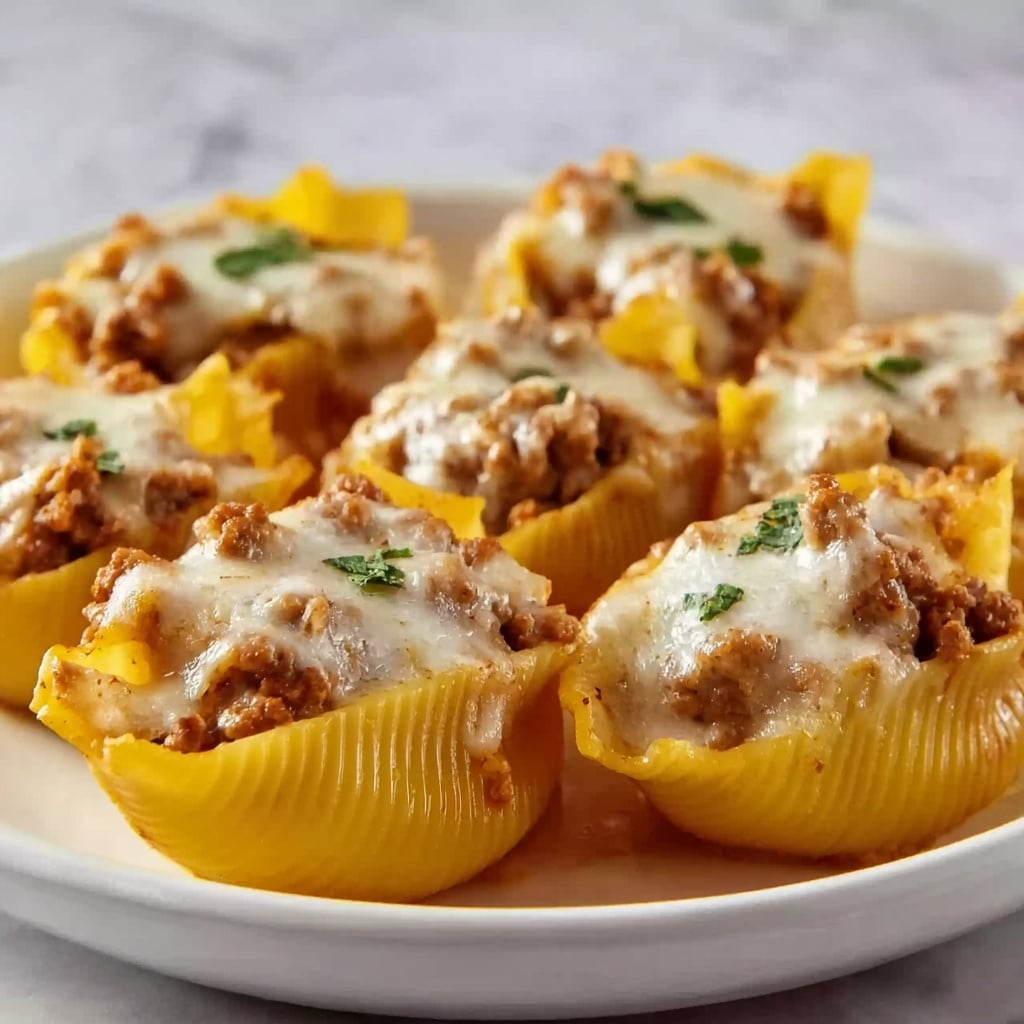 Beef Stuffed Shells with Creamy Ricotta and Marinara Recipe - Recipe Image