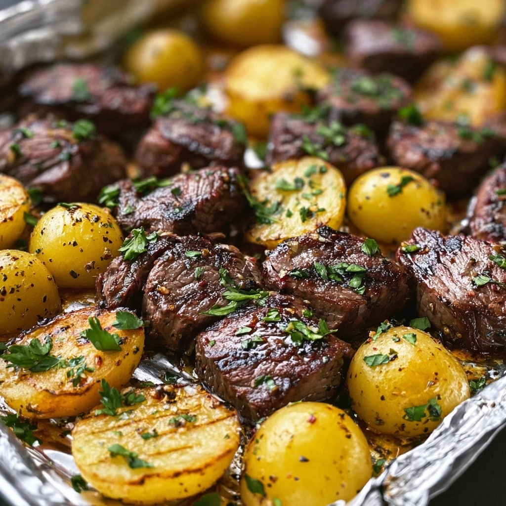 Garlic Steak and Potato Foil Packs Recipe - Recipe Image