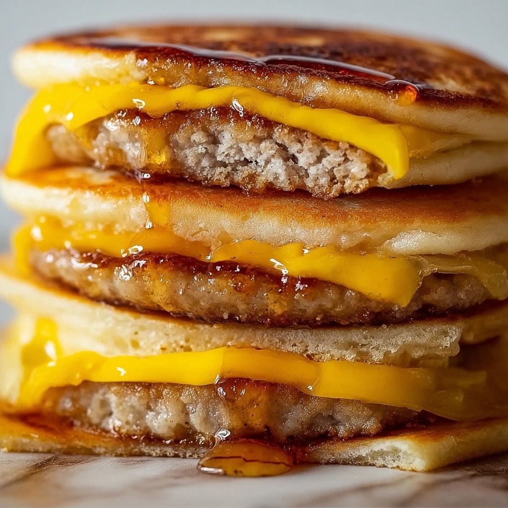 Homemade McGriddle Sandwiches with Bacon, Cheese, and Maple Syrup Recipe - Recipe Image
