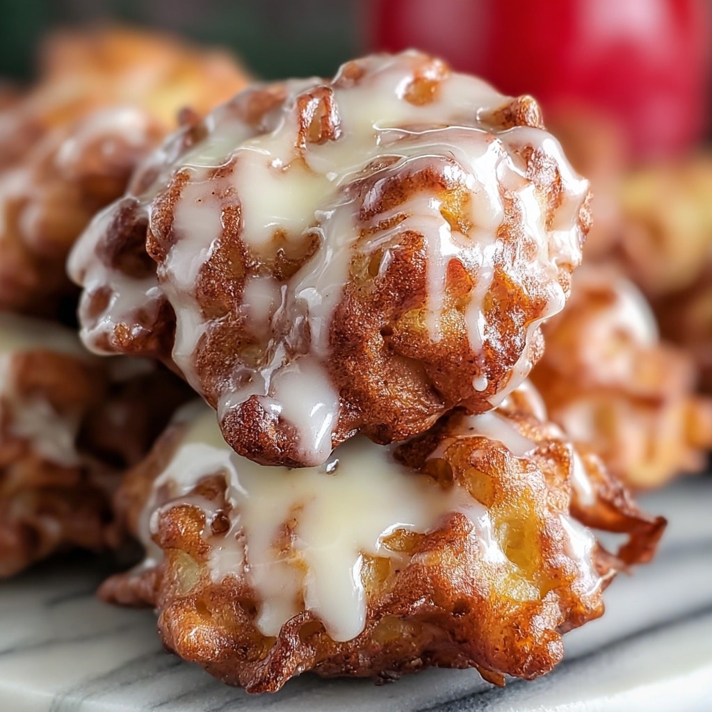 Soft Cinnamon Apple Fritters With Vanilla Glaze Recipe - Recipe Image