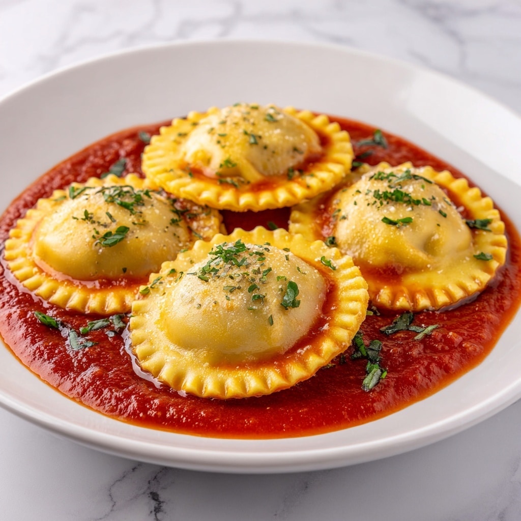 Ravioli Ears (Meat Ravioli Shaped Like Ears with Tomato Sauce) Recipe - Recipe Image