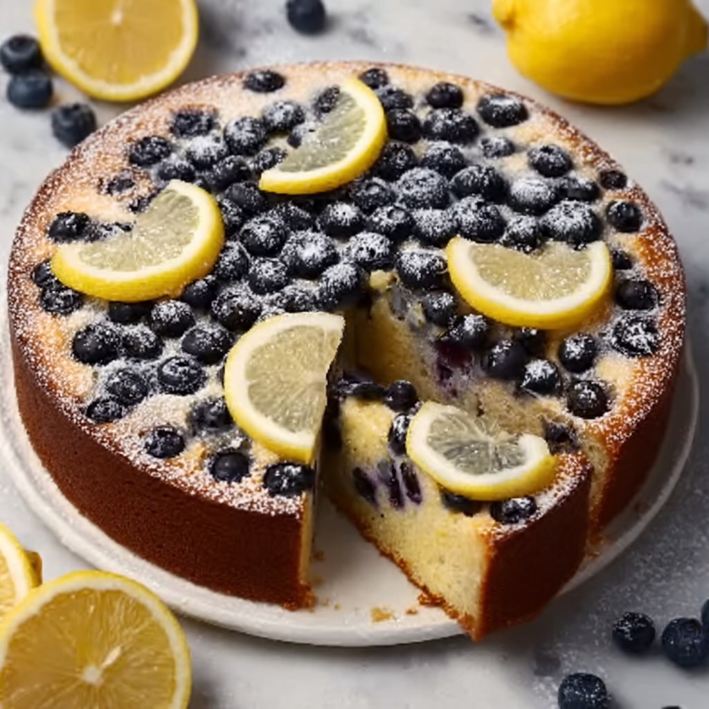 Easy Vegan Lemon Blueberry Cake Recipe - Recipe Image