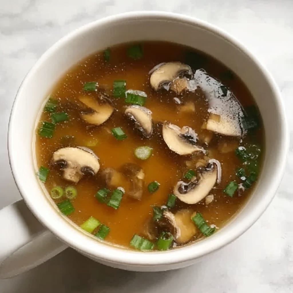 Japanese Clear Soup with Tofu and Mushrooms Recipe - Recipe Image