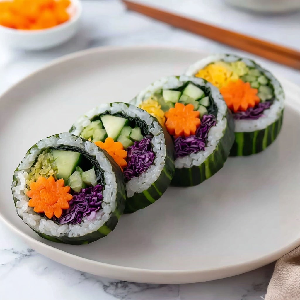 Stuffed Cucumber Veggie Sushi Recipe - Recipe Image