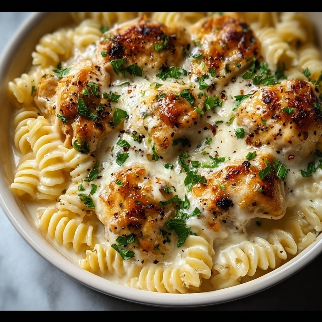 Creamy Garlic Parmesan Chicken Pasta Bake Recipe - Recipe Image