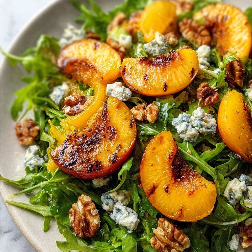 Grilled Peach Salad with Gorgonzola and Walnuts Recipe - Recipe Image