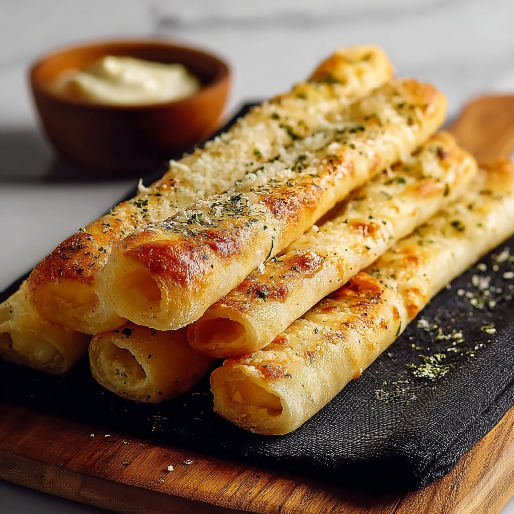 Golden Sourdough Cheesy Breadsticks Recipe - Recipe Image