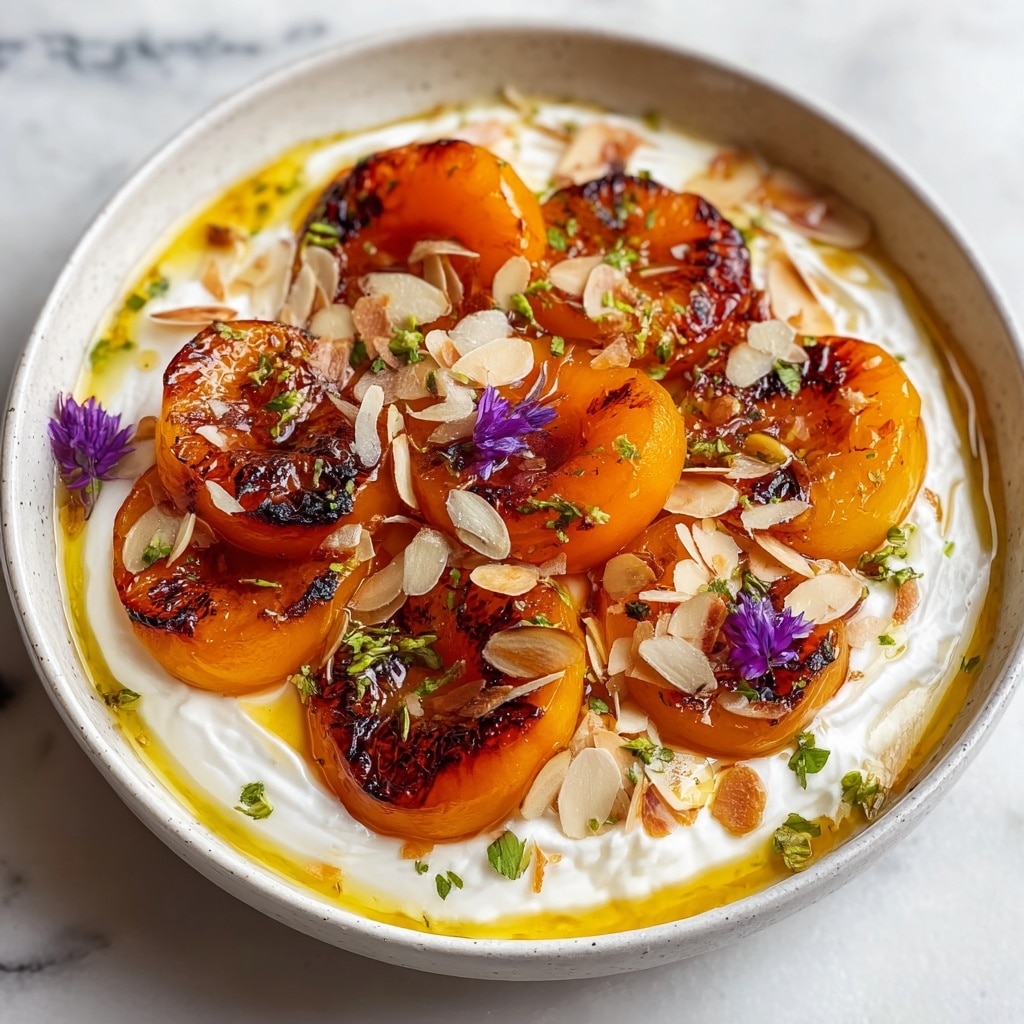 Grilled Apricots with Whipped Goat Cheese and Thyme Honey Glaze Recipe - Recipe Image