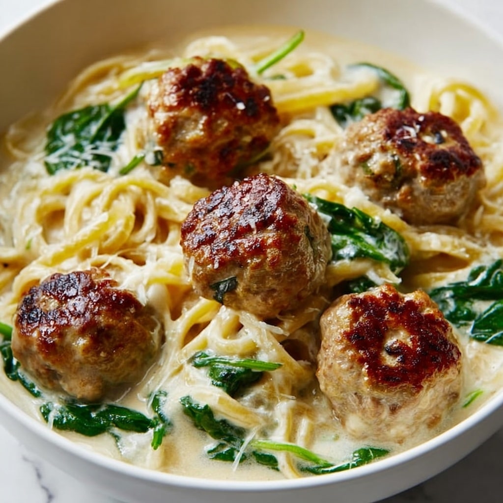 Chicken Ricotta Meatballs in Spinach Alfredo Sauce Recipe