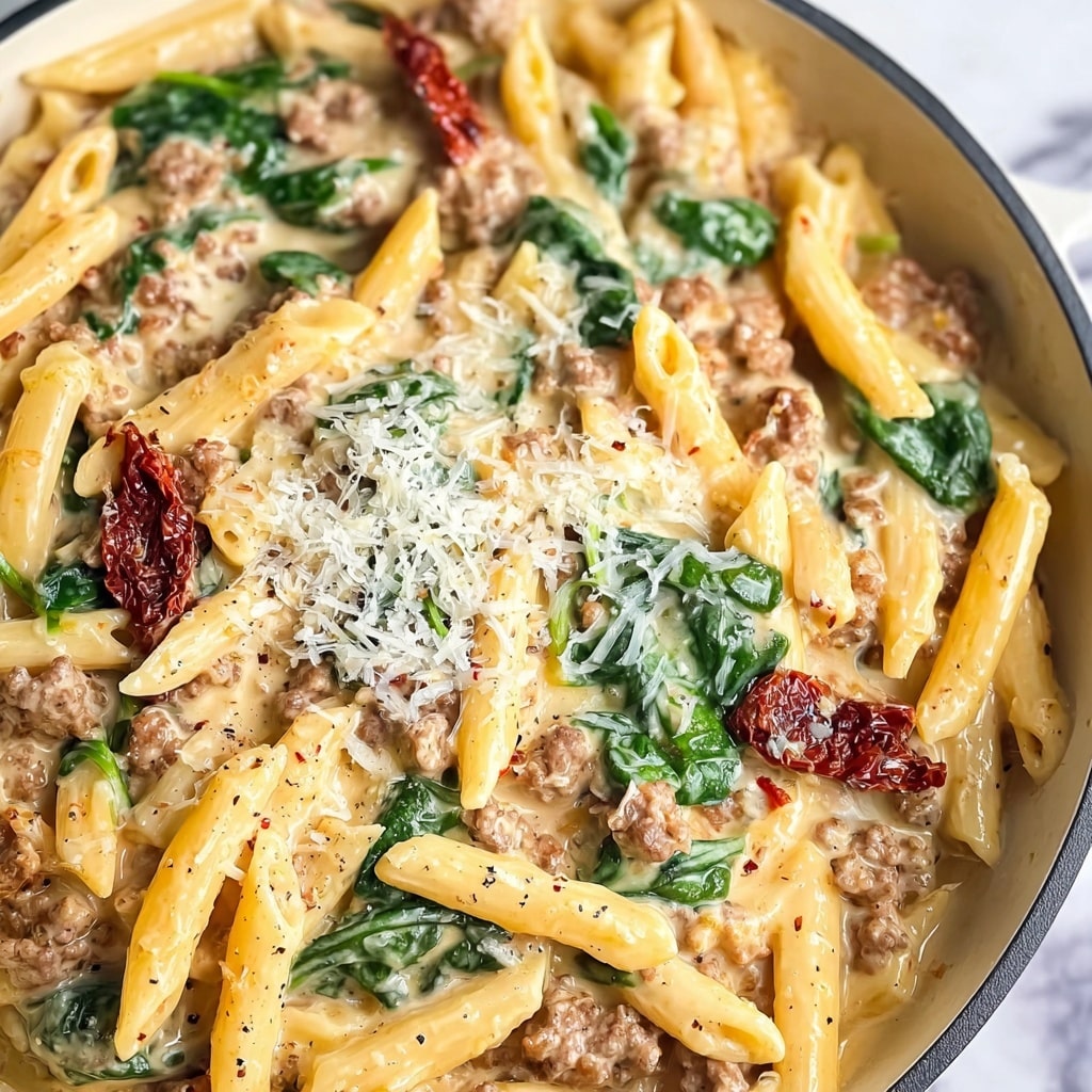 Creamy Tuscan Sausage Pasta Recipe - Recipe Image