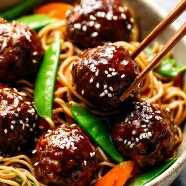 Asian Meatballs with Yakisoba Noodles Recipe