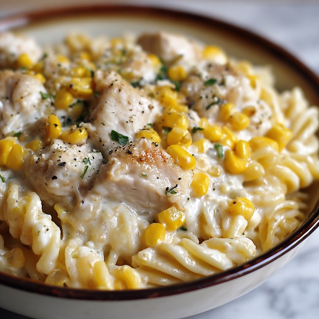 Creamy Chicken and Corn Pasta Recipe - Recipe Image