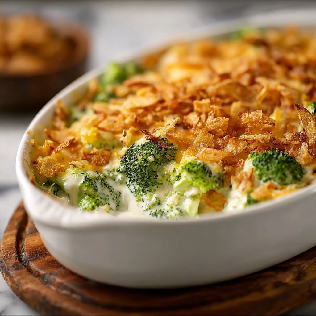 Broccoli Cheddar Gratin with Crispy Onions Recipe - Recipe Image