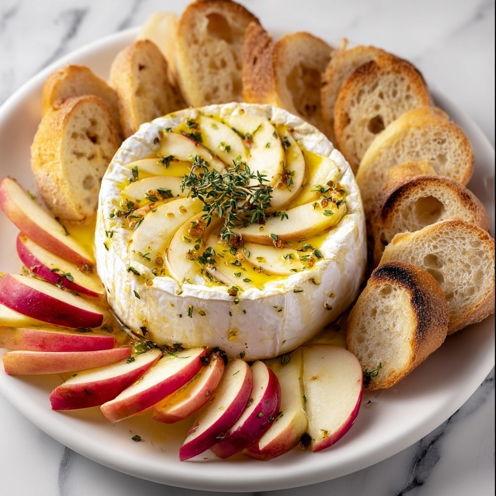 Baked Camembert with Thyme, Apple, and Toasted Baguette Recipe - Recipe Image
