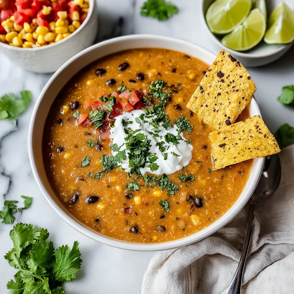 Vegan Lentil Tortilla Soup Recipe - Recipe Image