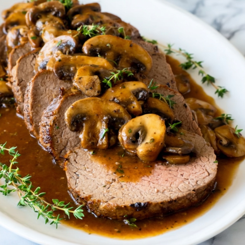Balsamic Glazed Pot Roast with Sautéed Mushrooms Recipe - Recipe Image