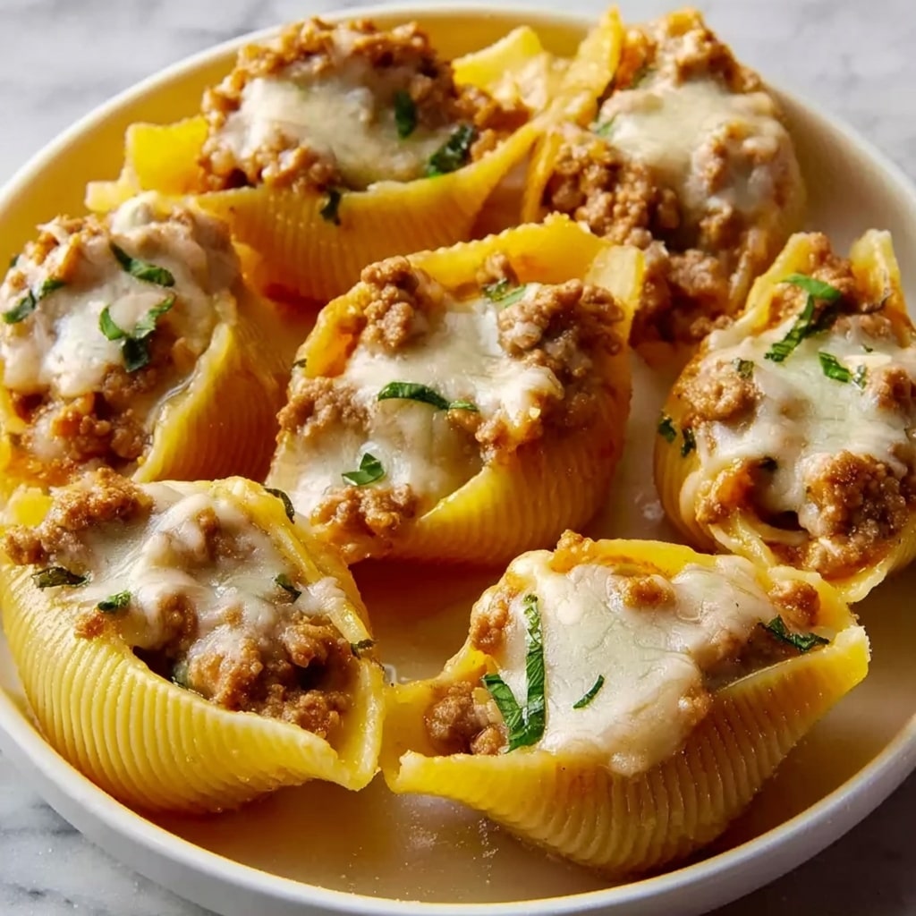 Beef Stuffed Shells with Creamy Ricotta and Marinara Recipe - Recipe Image