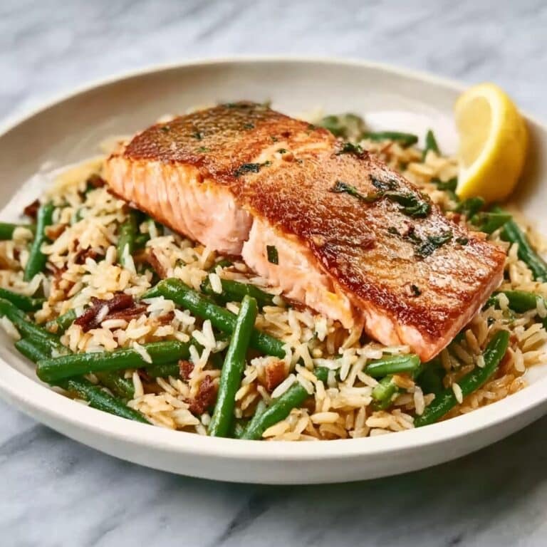 One-Skillet Lemon Herb Salmon with Creamy Orzo Recipe