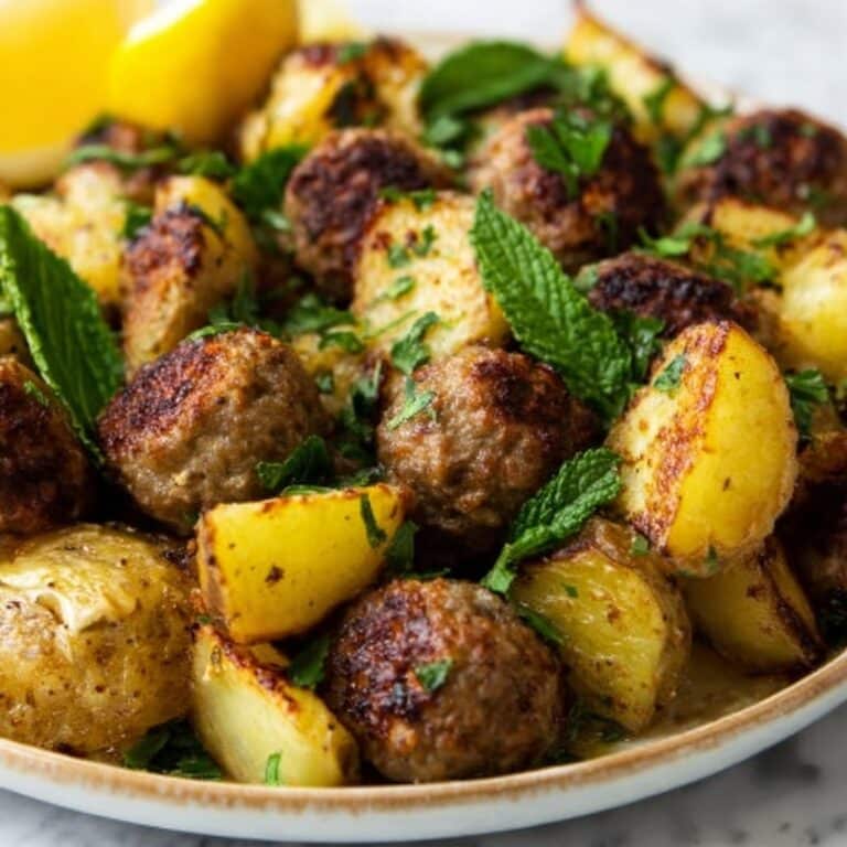 One-Pan Greek Meatballs and Potatoes Recipe