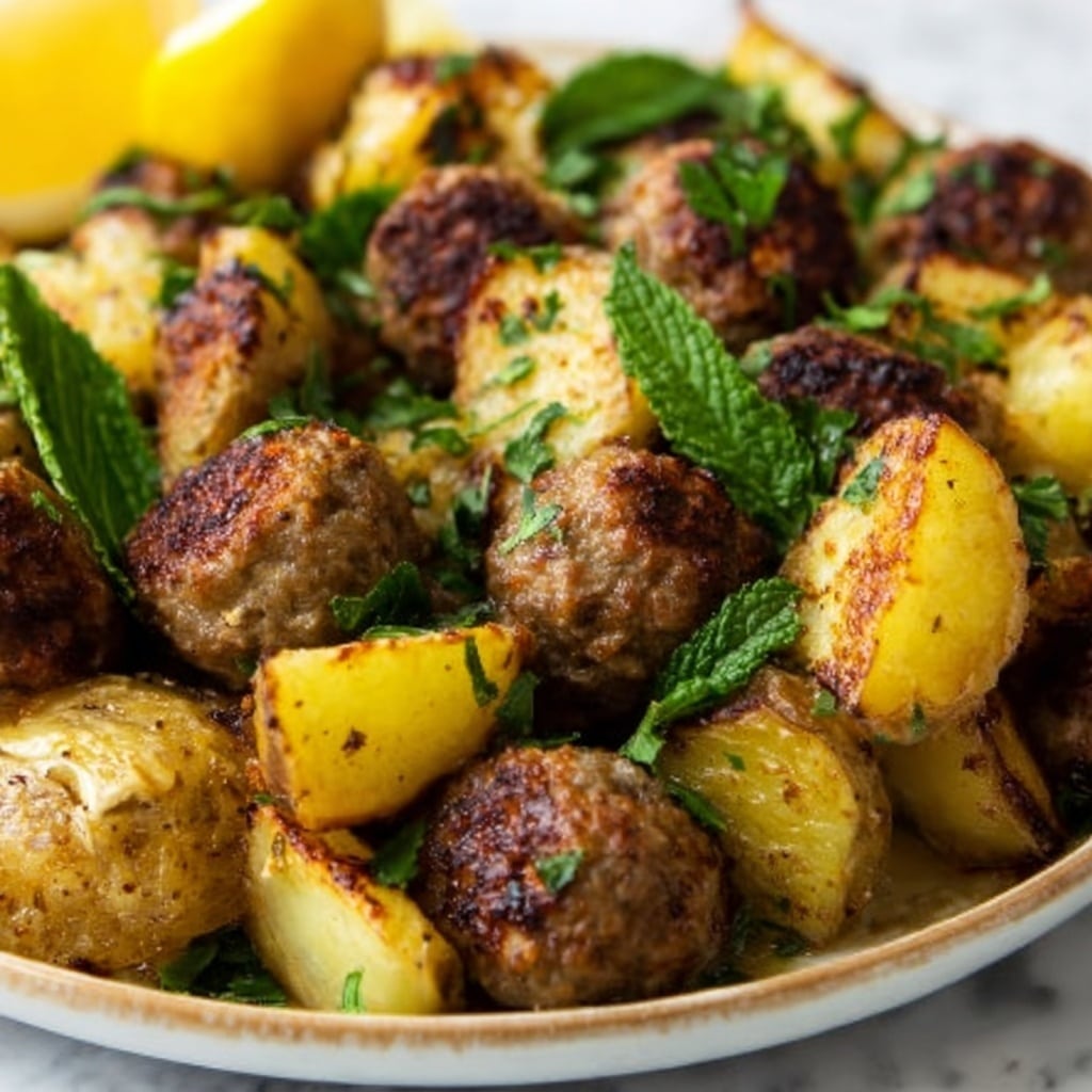 One-Pan Greek Meatballs and Potatoes Recipe