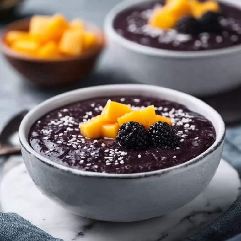 Thai Black Sticky Rice Pudding with Coconut Milk and Mango Recipe