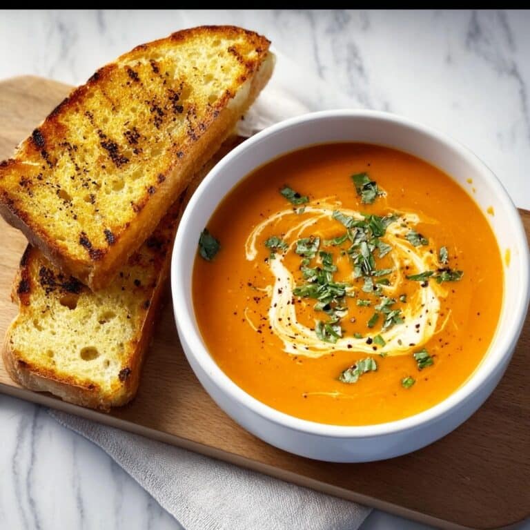 Creamy Tomato Soup with Grilled Cheese Sandwich Recipe