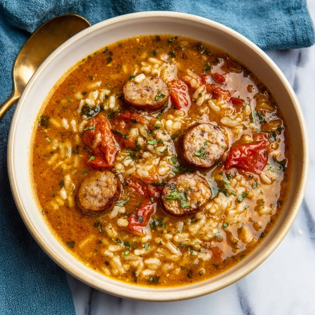Spicy Jambalaya Soup with Andouille Sausage and Chicken Recipe