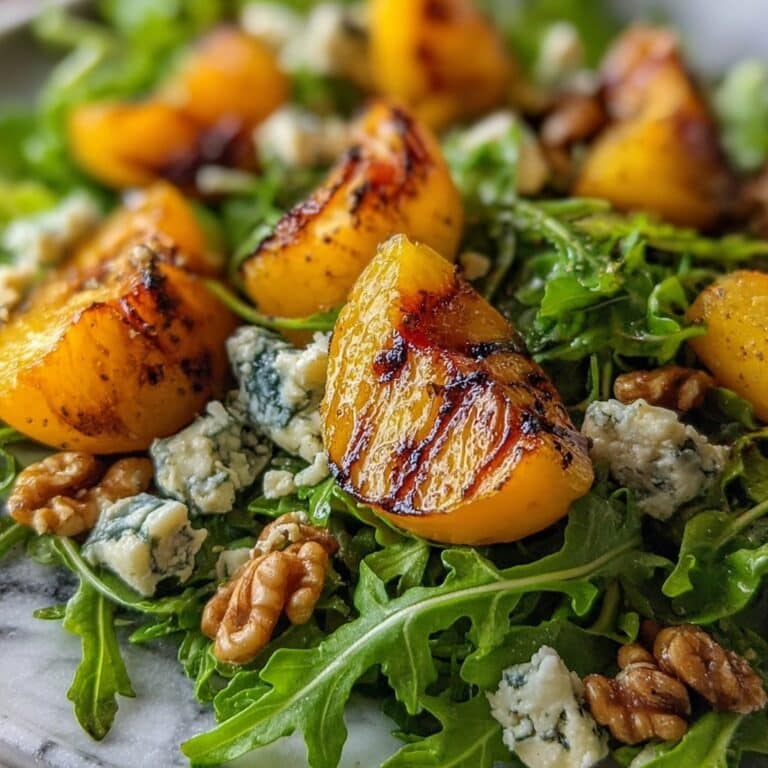 Grilled Peach Salad with Gorgonzola and Walnuts Recipe