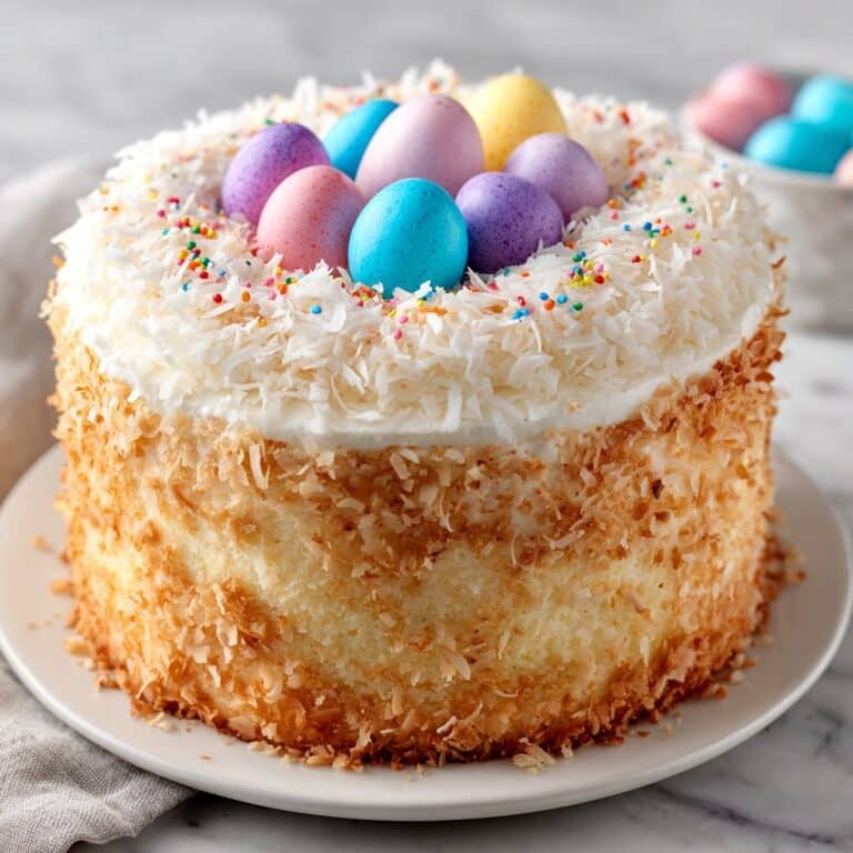 Lemon Coconut Easter Cake with Chocolate Egg Decoration Recipe