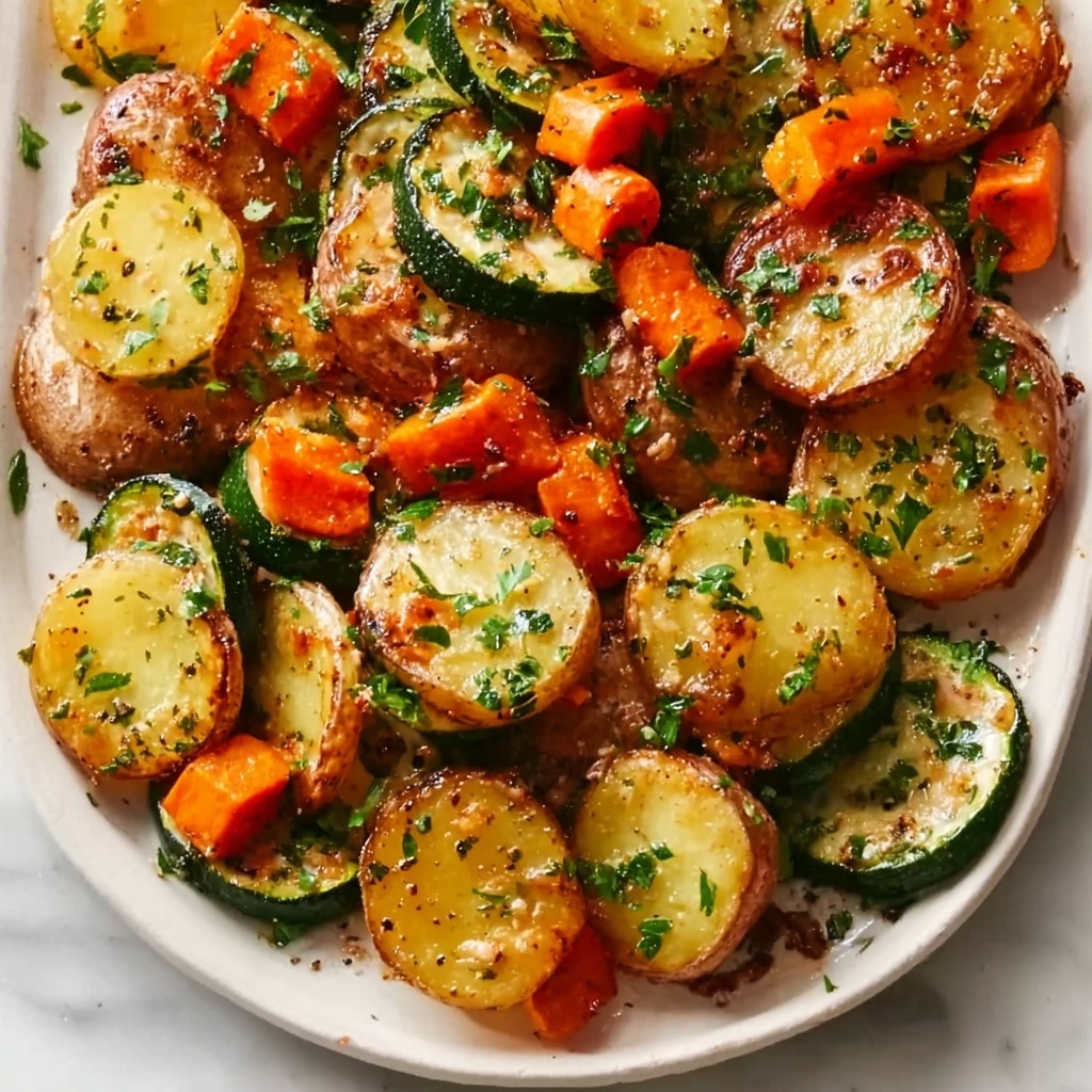 Garlic Herb Roasted Potatoes, Carrots, and Zucchini Recipe - Recipe Image