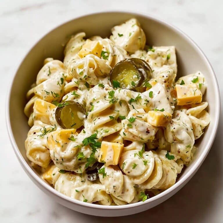 The Best Creamy Dill Pickle Pasta Salad Recipe