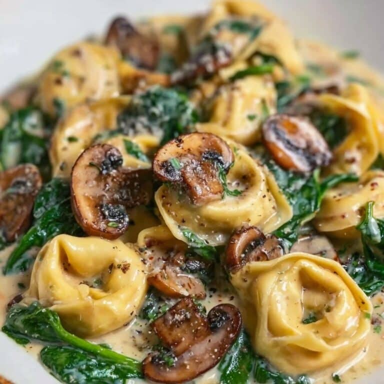 Creamy Spinach Mushroom Tortellini with Caramelized Onions Recipe