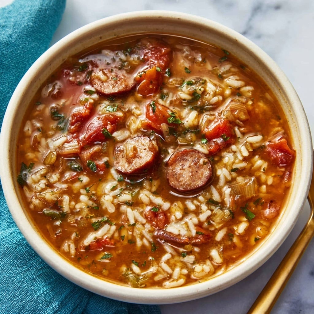 Spicy Jambalaya Soup with Andouille Sausage and Chicken Recipe - Recipe Image