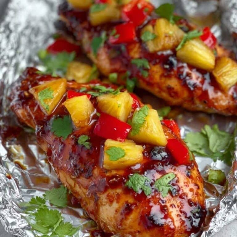 Hawaiian BBQ Chicken Pineapple Foil Packets Recipe