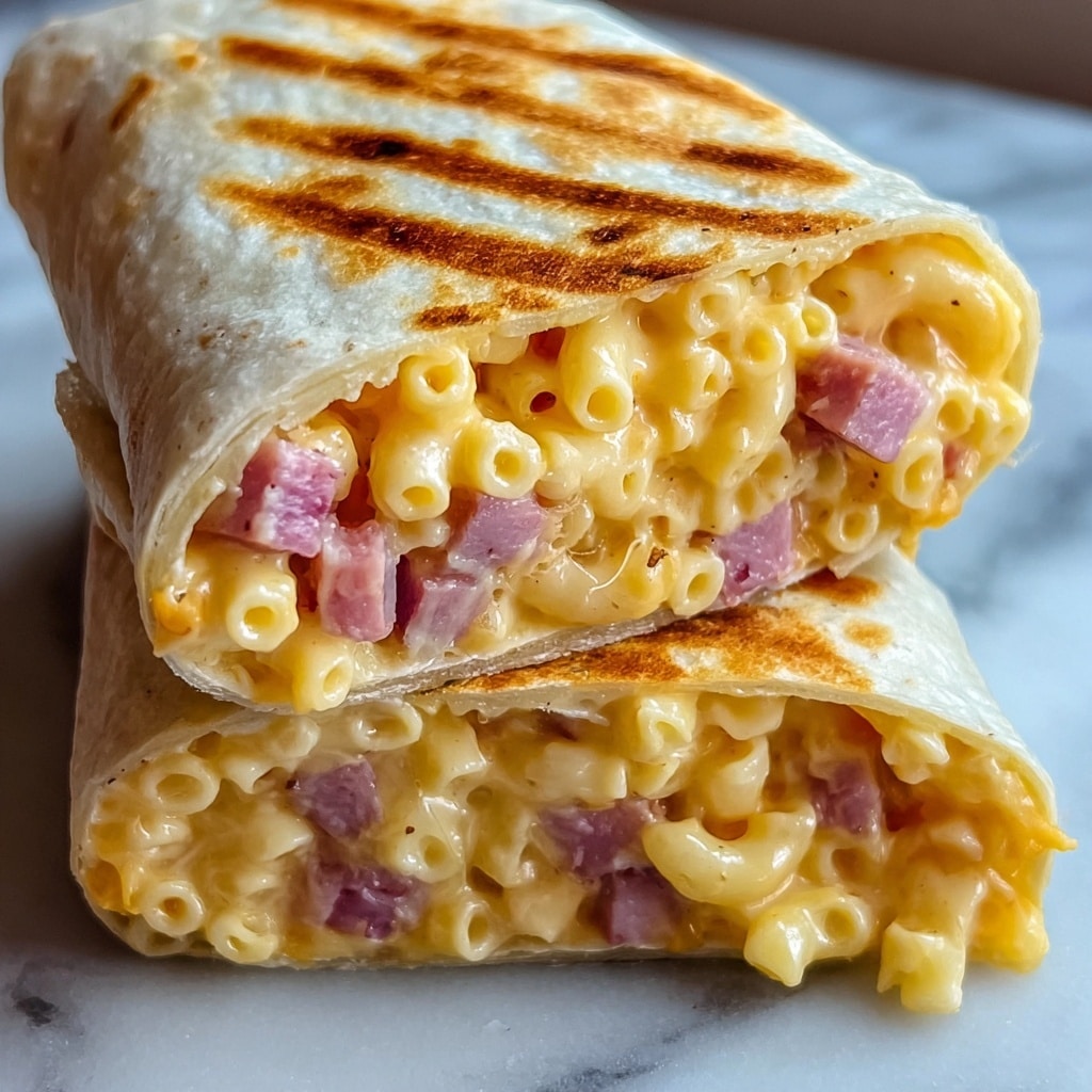 Mac ‘n’ Cheese Burger Wrap Recipe - Recipe Image