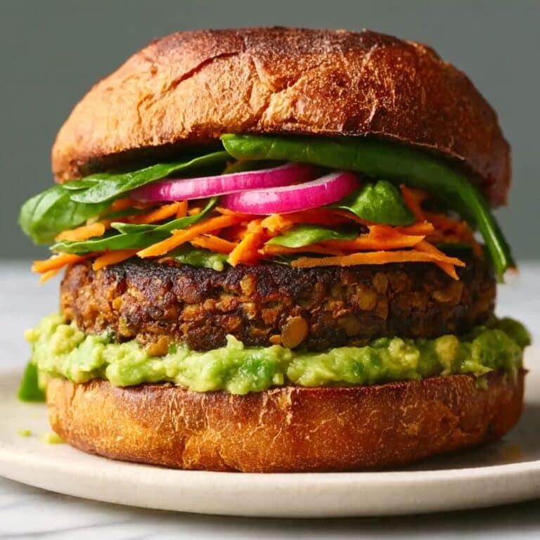 Lentil-Chickpea Veggie Burgers with Avocado Green Harissa Recipe