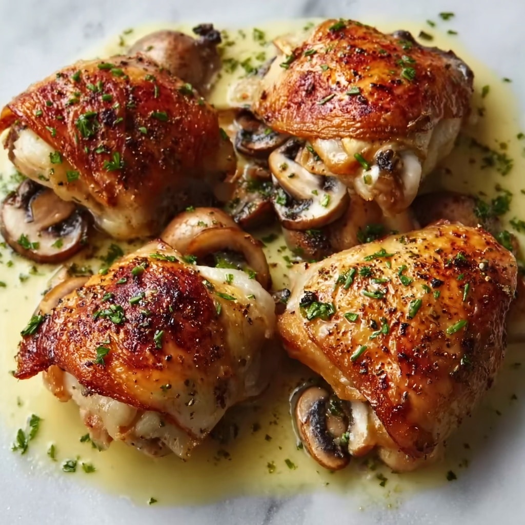 Cheesy Garlic Butter Mushroom Stuffed Chicken Recipe - Recipe Image